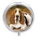 Round Pill Box Basset Hound Print 3 Compartment Medicine Pill Case Print Pill Organizer Decorative Metal Portable Pill Box Pocket Pill Box