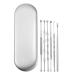 VOCOSTE 6Pcs Stainless Steel Ear Cleansing Tool Set Ear Cleaner Ear Care Set Anti-slip Design with Storage Case Silver Tone