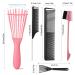 Flex Detangling Brush Set with Edge Brush & Rat Tail Combs for Natural Curly Hair - No Pain, Easy Clean - 5 Pc Pink + Black - Buy Online on GoSupps.com