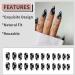 Black Daisy Design Press On Nails - Medium | Full Cover Tips for Women & Girls | Spring/Summer Salon Nail Art - Buy Online on GoSupps.com