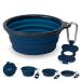 Bonza Medium Collapsible Dog Bowl 750 ml Sturdy Reinforced Rim Includes Carabiner & Water Bottle Holder Keychain Navy Navy Blue Medium