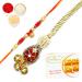 Ghasitaram Gifts Rakhis Online - Rakhi for Brother- RM- 157 Bhaiya Bhabhi Rakhi with 200 GMS of Besan Barfi Rakhi Set with 200 gms of Besan Barfi