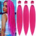 Rose Pink Braiding Hair Pre Stretched Box Braid Hair Extension 26 Inch (Pack of 3) 26 Inch(Pack of 3) Rose Pink