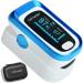 Pulse Oximeter Fingertip Oxygen Meter Finger Pulse Oximeter Oximeter Blood Oxygen Stauration Monitor Accurate SpO2 Pulse Reading PI and respiratory rate (RR) monitoring/Heart rate monitoring with Carrying Bag and Lanyard Blue(Sport and Aviation use only)