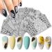 AUOCATTAIL Nail Art Stickers Black White Flower Palm Leaf Nail Self-Adhesive Decals Summer 3D Natural Fresh Style Minimalist Lines Design Sticker for Women Girls Nail DIY Accessories (10 Sheets)