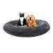 Bonteck Calming Dog Beds for Small Medium Large Dogs - Round Donut Machine Washable Dog Bed, Anti-Slip Faux Fur Fluffy Donut Cuddler Cat Bed, Multiple Sizes S-XL Small 24'' x 24'' Dark Grey