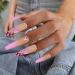 QINGGE Rhinestones Coffin Press on Nails - Pink Flower Design | Long Fake Nails for Women | Matte Stick on Nails - Buy Online on GoSupps.com