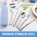 E-far 9-Piece Portable Utensils Set with Case - Metal Camping Cutlery Flatware Set for Travel - Blue - Buy Online on GoSupps.com