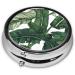 Tropical Banana Palm Leaves Mini Round Pill Box | 3 Compartment Portable Organizer for Travel & Home - Buy Online on GoSupps.com