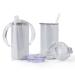 AGH 2 Pack Sublimation Sippy Cup Blank 12 oz White Glitter Sippy Cups Sublimation Tumblers Blanks Straight Stainless Steel Bottle With Handles Straws Vacuum Insulated Leakproof Lid 2PCS-Glitter White