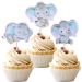 36 PCS Blue Elephant Cupcake Toppers It's a Boy Baby Shower Cupcake Picks for Elephant Theme Gender Reveal Baby Shower Kids Boys Birthday Party Cake Decorations Supplies