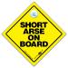 iwantthatsign.com Short Arse On Board Car Sign Yellow and Black Baby On Board Style Suction Cup Car Sign For Small People