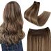 Easyouth Sew in Hair Extensions Brown Highlight Weft Hair Extensions Real Human Hair Double Weft Extensions Highlight Brown and Blonde Weft Extensions 12 Inch 70g 12 Inch/30cm 3-Weft #4P27