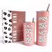 Mama and Mini Tumbler Set - Insulated Stainless Steel  Spill Proof with Straw  Dishwasher Safe. Tumbler. Toddler Mugs. Mommy Me Accessories  20oz 12oz (Blush Pink Leopard Print)  2 Piece Assortment