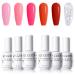 Gellen Gel Nail Polish Kit - 6 Stunning Colors Baby Pink Burgundy Rose Red Glitter Silver Gel Polish Set White Glitter Gel Polish Soak Off LED Gel Polish for Women Pageant Queen