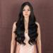 Style icon wig lace front WIGS 66cm 4x4 lace wig black long wavy synthetic wigs for women deep part heat -resistant fibers lace front 66 cm (1 Pack) 1b