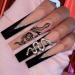 French Tip Press on Nails - Long T Press On Nails with Nail Tips Black V Double Snake Flash diamond False Nail French Shining Powder Design press on nails Acrylic False Nails Cute Artificial Nails