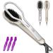 Hair Straightener Brush Ceramic | Negative Ionic Ring Straightening Comb | Natural Hairstyles Heat Brush Dual Voltage Fast Heat-Up with Dense Bristles 4 Temps Anti-Scald & Auto-Off Gold