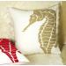 DECOPOW Nautical Decor Pillow Cover 18 Inches - Embroidered Canvas Square Pillow Cover for Nautical Style Decor (Wheat-Seahorse) - Buy Online on GoSupps.com
