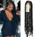 Olymei 40 Inches Full Double Lace Front Square Knotless Locs Braided Wigs for Black Women Loc Braid Wig With Baby Hair Black Synthetic Lace Frontal Braid Wigs(Black)