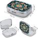 Vintage Mandala Flowers Pill Box | 2 Compartment Portable Pill Organizer - Metal Case for Pocket & Purse - Buy Online on GoSupps.com