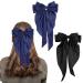 Bow Hair Clip 2Pcs Hair Bows for Women Big Bowknot Hairpin French Hair Clips with Long Ribbon Solid Color Hair Barrette Clips Soft Satin Silky Hair Bows for Women Girls(Black+navy blue)