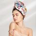 Hair Towel Wrap for Quick Drying | Button Turban & Head Towel - Flowers Birds & Butterflies Design - Buy Online on GoSupps.com