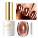 Imtiti Brown Gold Color Gel Nail Polish 15ML Holographic 9D Cat eyes Glitter Magnetic Gel Polish UV Gel Nail Polish with Magnetic Stick for Nail Salon Gold Brown