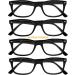 Set of 4 Black Spring Hinge Reading Glasses for Men and Women - 2.5x Magnification - Buy Online on GoSupps.com