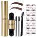 2 Colors in 1 Eyebrow Stamp Stencil Kit - Waterproof and Long Lasting One Step Brow Powder Stamp with 24 Reusable Eyebrow Stencils  2 Brushes and 1 Razor  Upgrade Design  (Medium Brown and Light Brown )