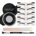 Anglicolor Eyebrow tint Eyebrow Stamp Kit and Eyebrow Stencil Set Waterproof Eyebrow Pomade Long Lasting Brow pomade With Double ended Eyebrow Brush and Sponge Applicator(06 JET BLACK Set)