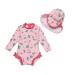 BONVERANO Baby Girls Swimsuit Toddler Bathing Suit Long-Sleeve Zipper One Piece Swimwear with UPF 50+ Sun Protection 6-9 Months Pink
