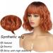 Bestung Short Wavy Ombre Ginger Wig with Fringe for Women - 10 Inch Bob Wig with Bangs, Synthetic Hair, Dark Roots, Water Wave Natural Look - Ideal for Daily Wear and Parties - Buy Online on GoSupps.com
