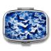 Pill Box Blue Butterflies Print 2 Compartment Medicine Pill Case Pill Organizer Decorative Metal Portable Pill Box for Pocket Or Purse Style