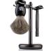 Miusco Natural Badger Hair Shaving Brush and Stand Set | Dark Chrome | Black | Compatible with Safety, Cartridge, & Disposable Razor - Buy Online on GoSupps.com