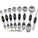 Spring Chef Magnetic Measuring Spoons Set with Strong N45 Magnets, Heavy Duty Stainless Steel Metal, Fits in Most Kitchen Spice Jars for Baking & Cooking, BPA Free, Black, Set of 8 with Leveler