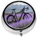 Lavender Field Mini Round Pill Box - 3 Compartment Portable Organizer for Travel Home & Office | Retro Bike Design - Buy Online on GoSupps.com