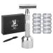 EASACE Long Handle Double Edge Safety Razor Razors for Men Women Classic Wet Shaving Kit，Metal Razor+1 Stand+1 Shaver Cleaning Brush+10 Stainless Steel Double Edge Safety Razor Blades（Silver）
