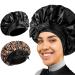 Satin Bonnet for Black Women - Large Silk Bonnet for Braids - Ideal for Sleeping - Stretchy Tie Band - Black & Leopard - Buy Online on GoSupps.com