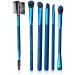 MODA Royal & Langnickel Travel Size Beautiful Eyes 7pc Makeup Brush Set with Pouch Includes - Angle Shader Crease Smudger Eye Shader Smoky Eye Brow Liner and Lash Comb Brushes Blue
