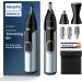 Philips Norelco Nose Trimmer 5000 for Nose Ears & Eyebrows Trimming Kit NT5600/62 - Black/Silver