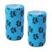 Vet Wrap Rap Tape (Assorted Colors, Paw Prints, Patterns) (2 Pack) (2, 3, or 4 Inch x 15 feet) Self Adhesive Adherent Adhering Cohesive Flex Self Stick Bandage Grip Roll Dog Cat Pet Horse 2 Inch 2 PACK Blue With Black Paws