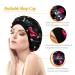 Pack of 2 Satin Sleep Caps for Women - Stylish Silk Night Caps with Wide Elastic Bands - Soft & Comfortable - Prevents Chemical Hair Loss (Rose Red Black) - Buy Online on GoSupps.com