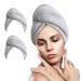 2 Pack Microfiber Hair Towel Wrap for Women - Super Absorbent Quick Dry Turban for Curly Long & Thick Hair - Light Grey - 10x26 inches - Buy Online on GoSupps.com