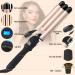 Buy Bizcasa 3-Barrel Curling Iron with LCD Display & Adjustable Temperature | Ceramic Coating for Large Waves - Quick Heating for Long/Short Hair (Gold) - Buy Online on GoSupps.com