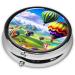Hot Air Balloons Portable Metal Pill Box | Round Mini 3-Compartment Design | Travel-Friendly Small Pill Organizer | Hinged Fastening | Black - Buy Online on GoSupps.com