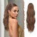 FESHFEN Ponytail Extensions Long Claw Clip in Ponytail Hairpiece Synthetic Light Brown Pony Tails Hair Piece Ponytail with Claw Clip Natural Wavy Hairpieces for Women 20 inch