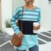 Bigfanshu in Women's Clothing Fashion O-Neck Stripe Splicing Long Sleeve Tie Sweater Casual Blouse Tops Blue - Buy Online on GoSupps.com