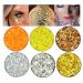 6Colors Holographic Orange Gold Silver White Face Body Glitter Gel Singer Concerts Music Festival Rave Accessories Mermaid Face Makeup Glitter Gel Sequins Glitter Face Paint for Eye Lip Hair for Women White Pink