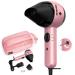 Dual Voltage Hair Dryer Travel Mini Hair Dryer Lightweight Quiet Compact Blow Dryer with Concentrator 1000W Hairdryer with European Plug Travel Size Bag for Women Kids International Travel